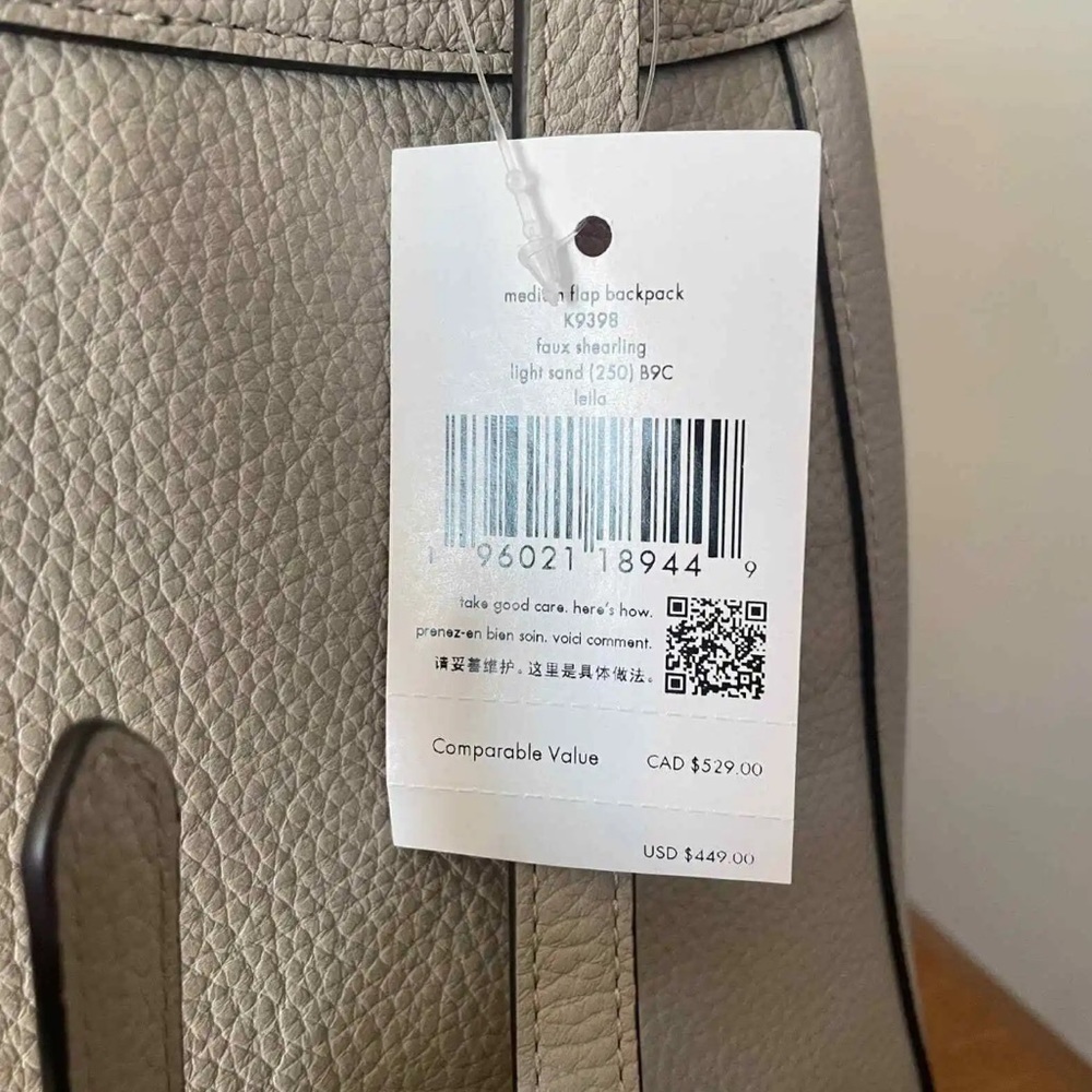 Kate Spade Leila Leather and Faux Shearling Backpack RARE in “light sand” - Picture 5 of 12